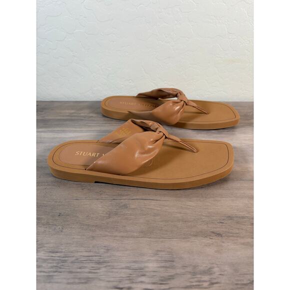 Stuart Weitzman Cassie Tan Leather Casual Sandals Women\'s 10.5 EU‎ 41 NEW